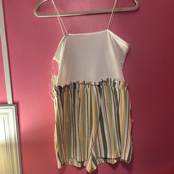 Striped White and Multicolor Women's Romper - Picture 5 of 6